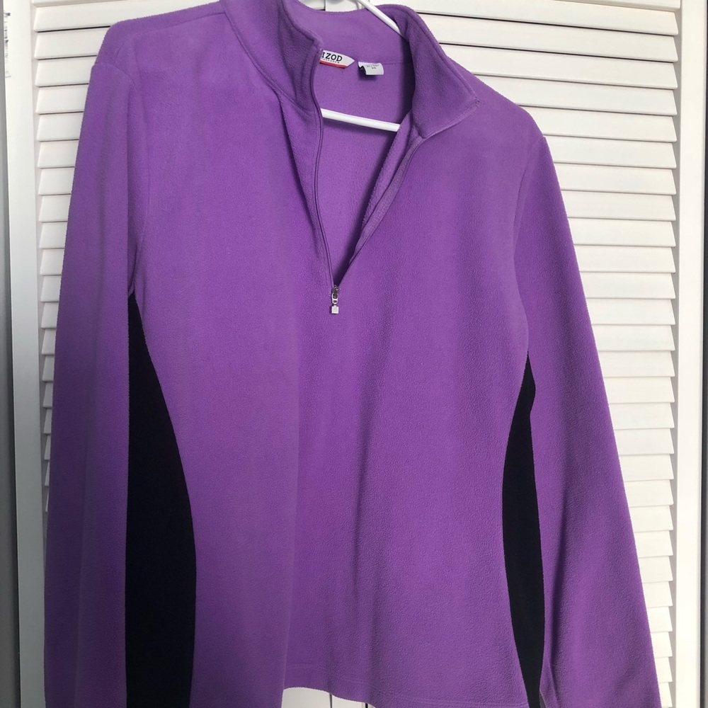 IZOD Purple and Black Quarter zip sweater